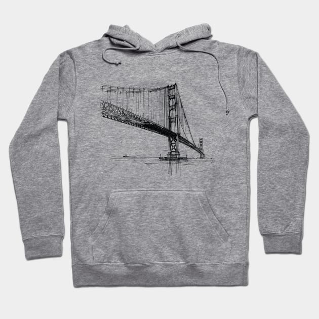 Golden Gate Bridge drawing Hoodie by byBenci